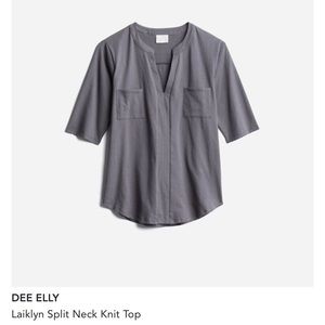 Dee Elly Laiklyn Split Neck Gray Knit Top, Women’s Large LG Stitch Fix